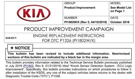 4 Engine Knock Sensor Diagnostic & replacement codeP1326car-repair. . Kia p1326 recall